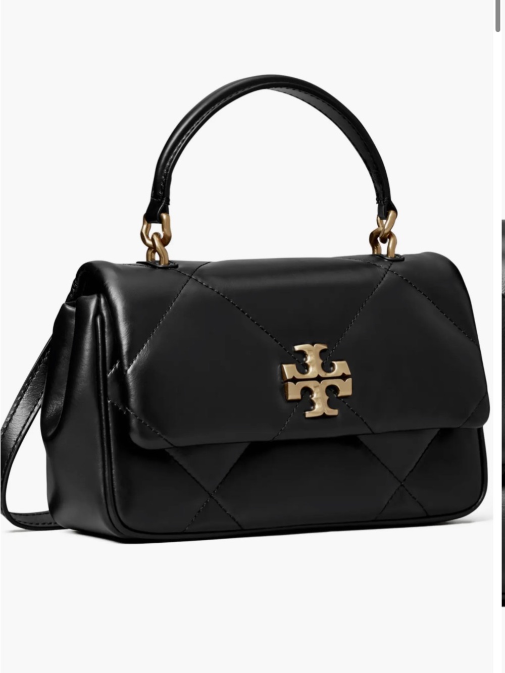 Tory Burch Black Quilted Leather Top-Handle Satchel with Gold Hardware - Picture 2 of 14